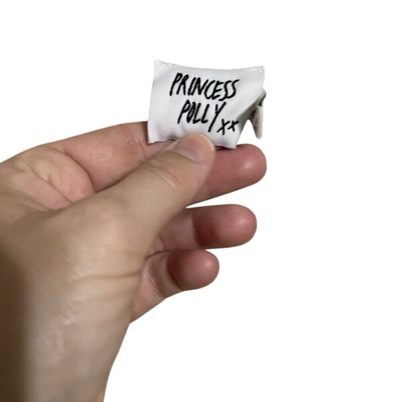 Princess‎ Polly Long Sleeve Button Up Shirt Beige Collared Top Women's Size 8 - Picture 3 of 12